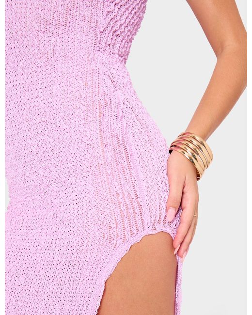 Public Desire Pink Textured Bandeau Side Split Detail Midaxi Dress Lilac