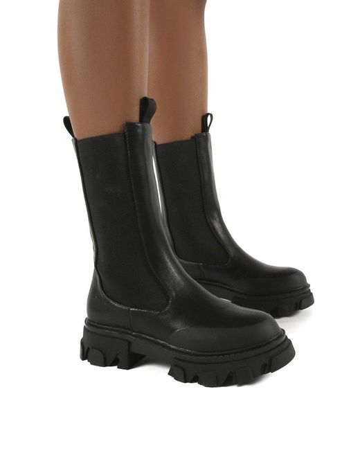 black chunky sole boots