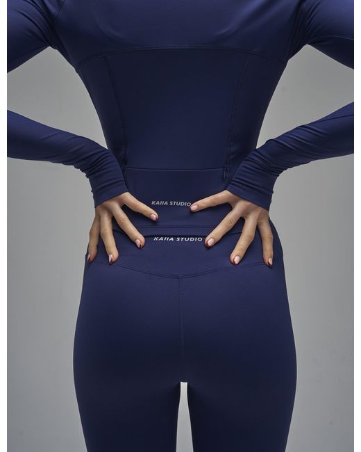 Public Desire Blue Kaiia Sculpt Long Sleeve Zip Through Fitted Jacket Navy