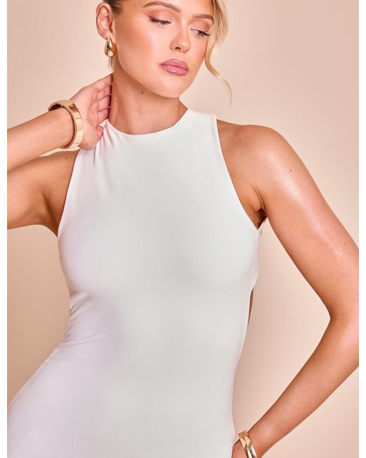 Public Desire Cross Over Back Detail Luxe Slinky Mini Dress White