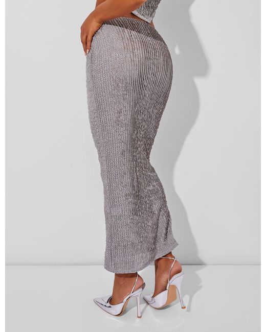 Public Desire Gray Textured Maxi Skirt Co Ord Grey