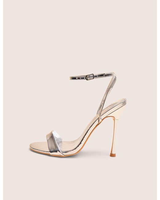 Public Desire Multicolor Soho Silver Metallic Barely There Strappy Stiletto Heels