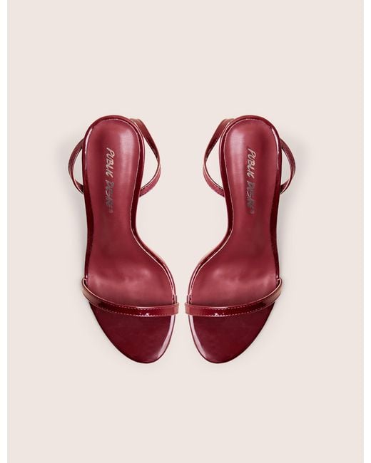 Public Desire Pink Selene Burgundy Patent Curved Heels Barely There