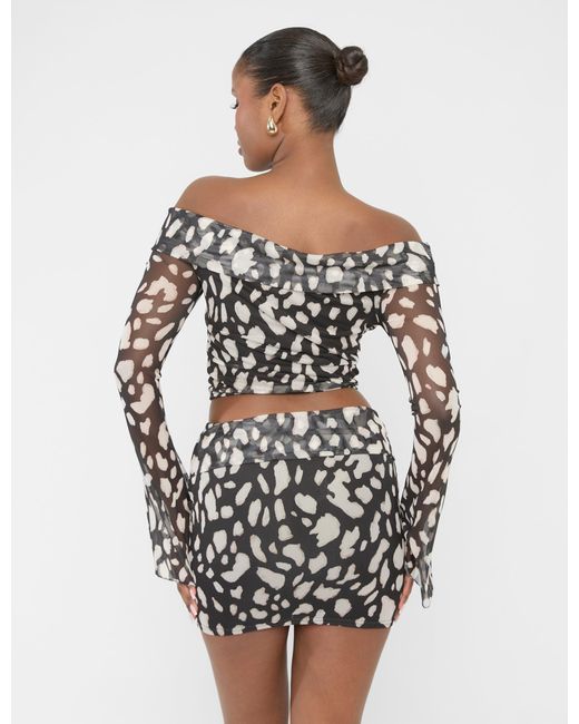 Public Desire Multicolor Mesh Fold Over Mini Skirt Animal Print
