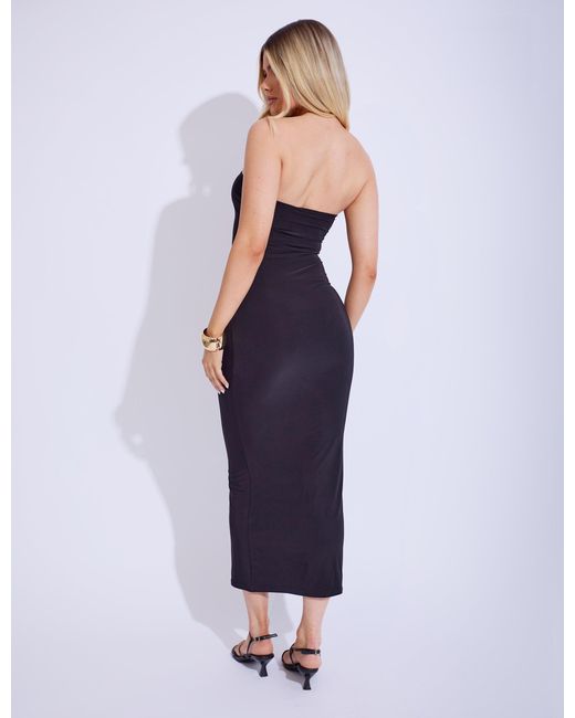 Public Desire Blue Belt Detail Bandeau Tubular Maxi Dress Black