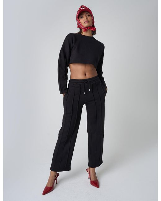 Public Desire Seam Detail Cuffed Joggers Black