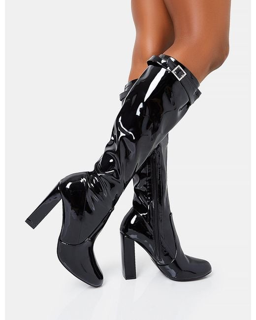 Shiny knee high boots sale