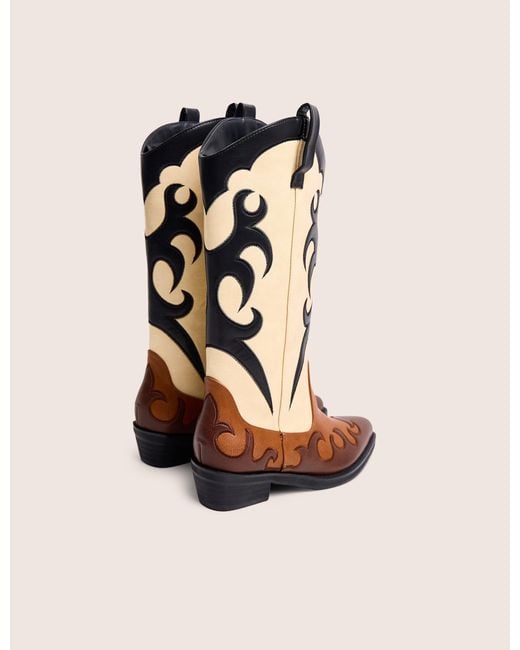Public Desire Natural Celia Brown Western Knee High Boots