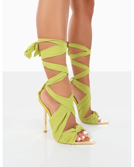 Neon green outlet tie up heels