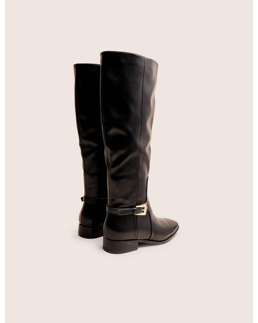 Public Desire Mackie Black Pu Buckle Detail Knee High Riding Boot