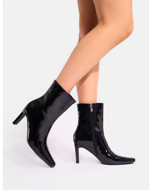 Public Desire Polaris Black Patent Snipped Toe Ankle Boots