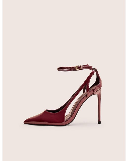 Public Desire Pink Allegedly Burgundy Patent Cut Out Detail Ankle Strap Court Shoes