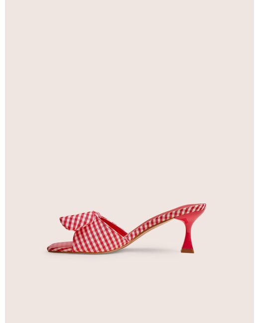 Public Desire Black Soleil Red Gingham Bow Mule Square Toe Mid Heels