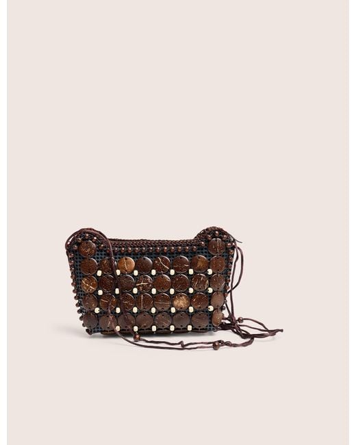 Public Desire Natural Beaded Brown Crossbody Bag