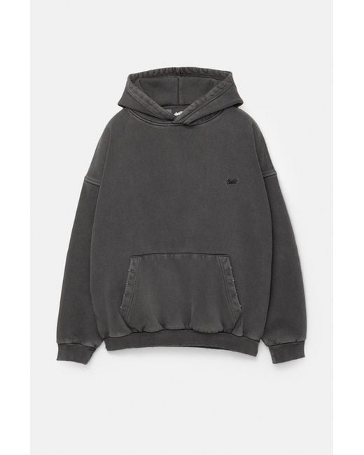 Pull&Bear Gray Stwd Washed Hoodie for men