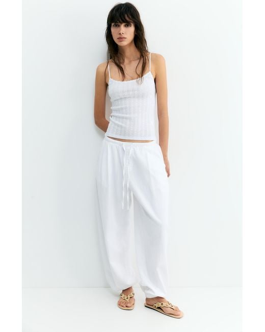 Pull&Bear Gray Pointelle Knit Strappy Top