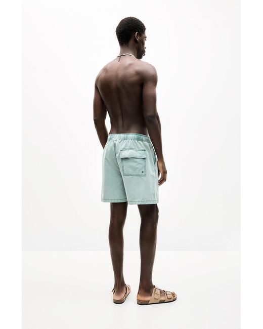 Pull&Bear Multicolor Stwd Garment Dye Swimming Trunks for men