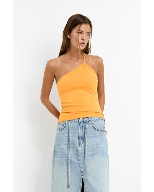 Pull&Bear Blue Top Mit Asymmetrischen Trägern