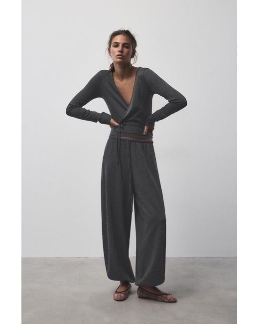 Pull&Bear Black Belted Crossover Top