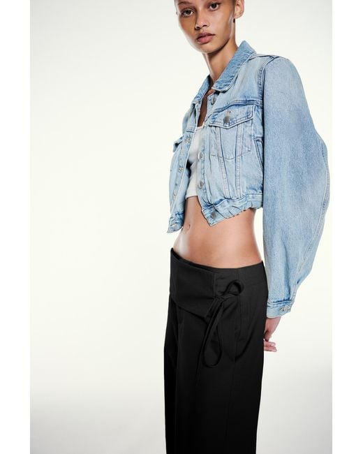 Pull&Bear Blue Waistband Culottes With Bow