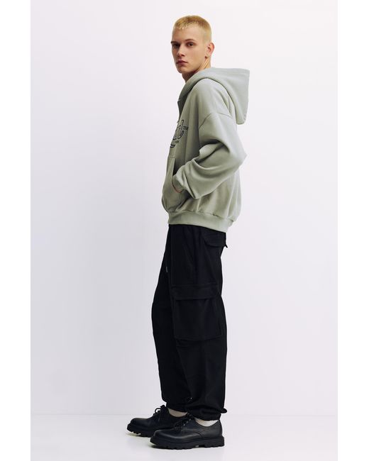 Pull&Bear Black Multi-Pocket Comfort Jogger Trousers for men
