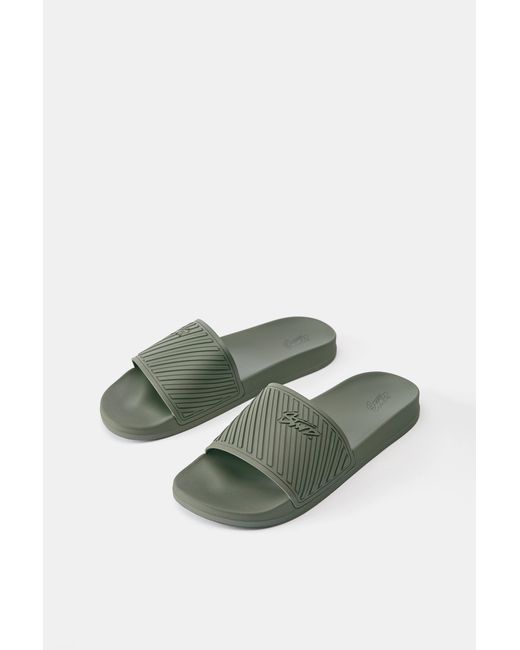 Pull&Bear Black Stwd Rubberised Sandals for men