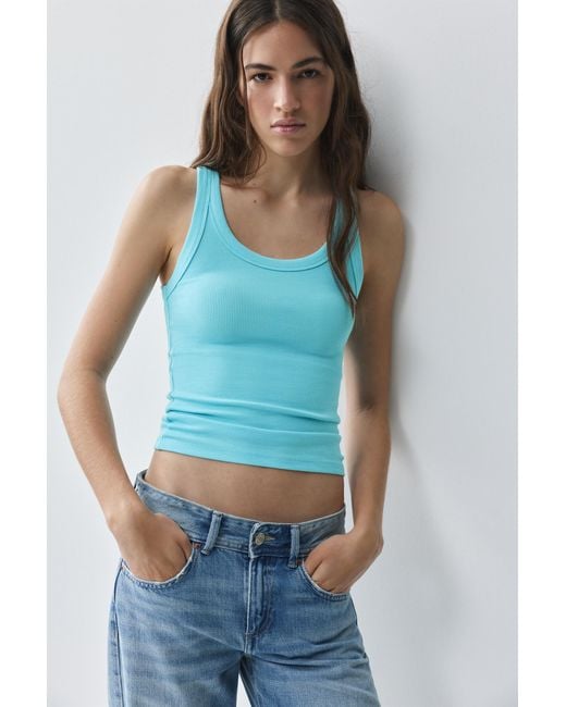Pull&Bear Blue Basic Tank Top
