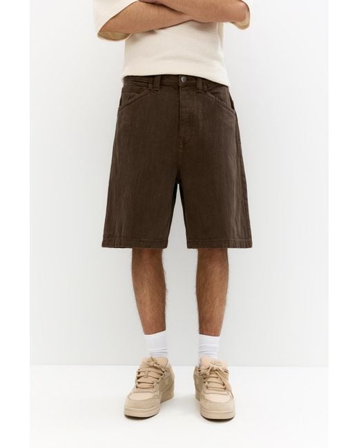 Pull&Bear Natural Baggy Bermuda Shorts for men