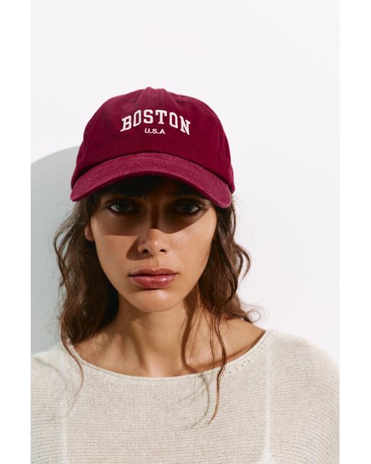Pull&Bear Red Boston Embroidery Cap