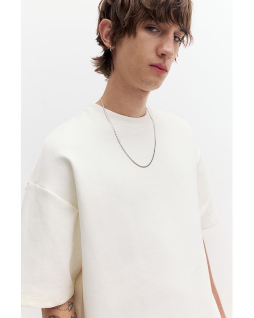 Pull&Bear White Interlock Short Sleeve Sweatshirt for men
