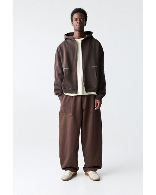 Pull&Bear Brown Hoodie With Zip for men