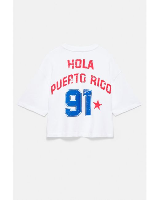 Pull&Bear White Puerto Rico Graphic T-Shirt