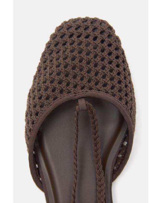 Pull&Bear Brown Crochet Strappy Ballet Flats