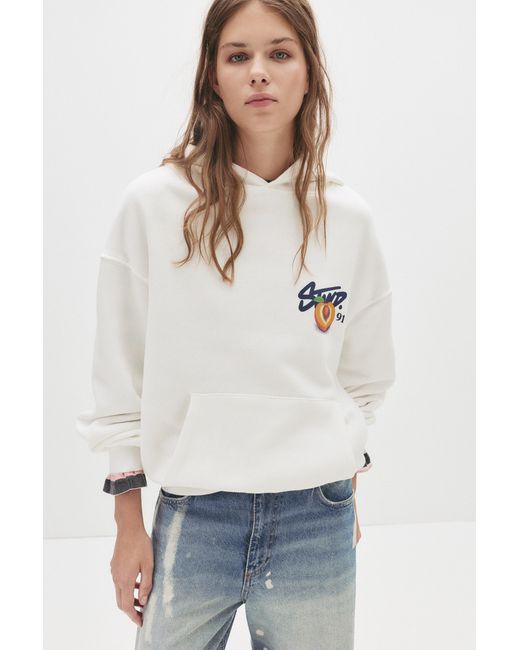 Pull&Bear White Stwd Fruit Hoodie