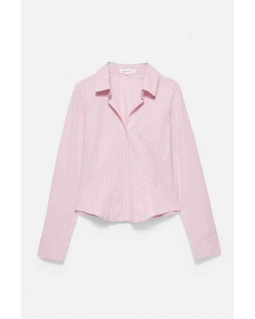 Pull&Bear Pink Fitted Wide-Cuff Shirt
