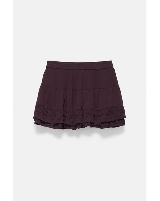 Pull&Bear White Ruffled Mini Skirt
