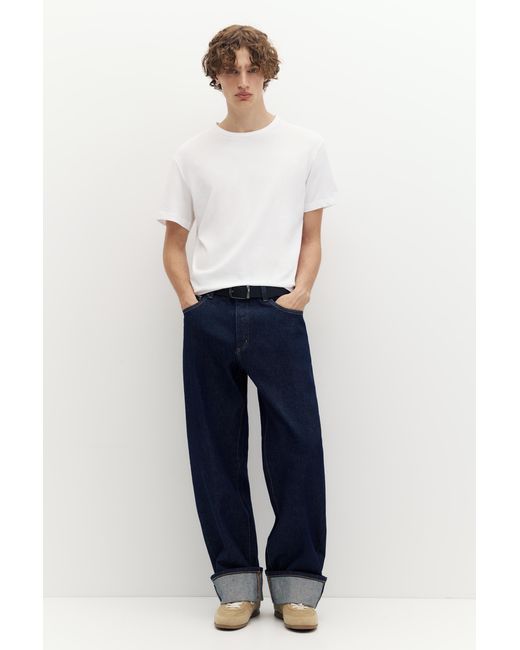 Pull&Bear White Basic Slim Fit T-Shirt for men