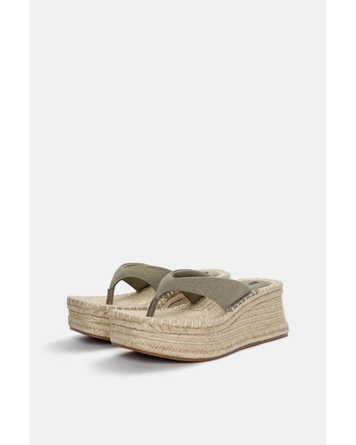 Pull&Bear White Keilsandalen Mit Jute