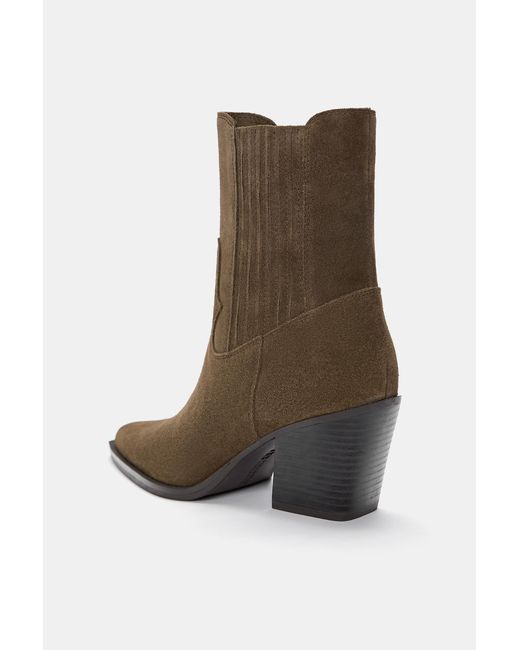 Pull&Bear Natural High-Heel Leather Ankle Boots