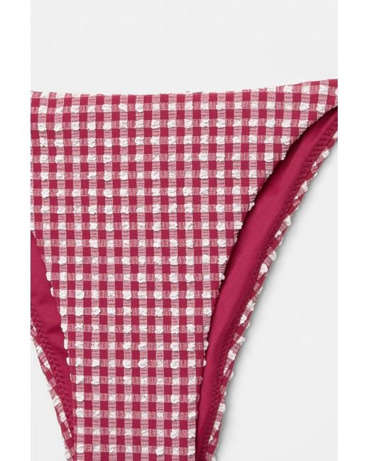 Pull&Bear Red Gingham Bikini Bottoms