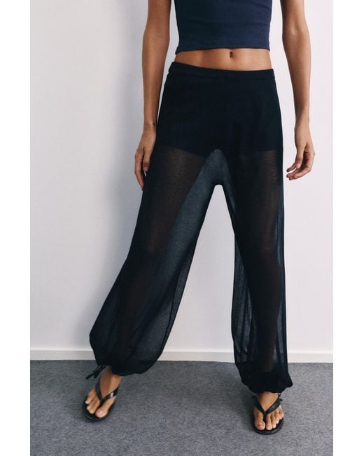 Pull&Bear Blue Semi-Sheer Sarouel Trousers