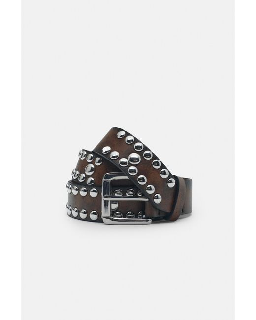 Pull&Bear Black Leather Effect Belt With Studs
