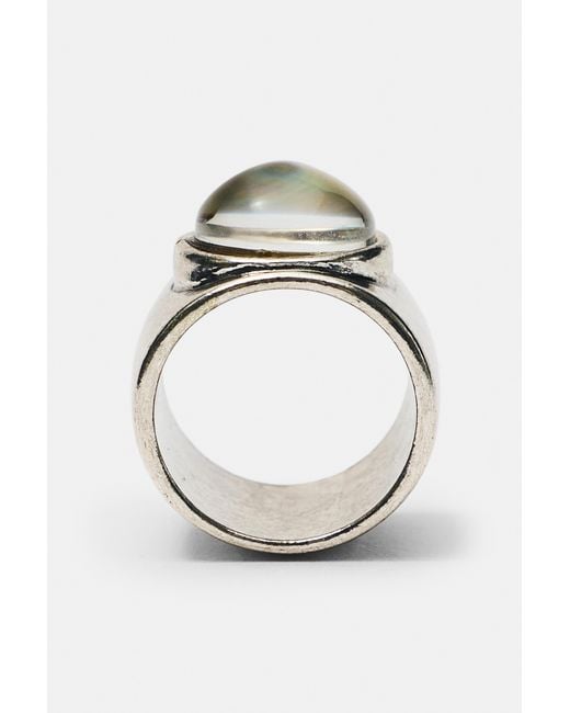 Pull&Bear White 2Er-Pack Ringe Mit Stein