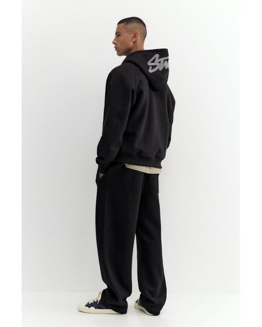 Pull&Bear Black Stwd Zip-Up Hoodie for men