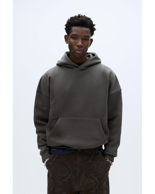 Pull&Bear Black Boxy Hoodie for men