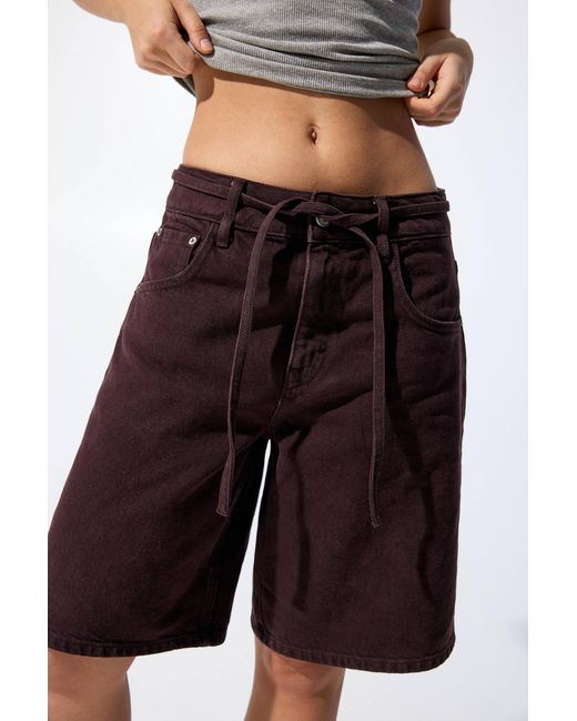 Pull&Bear Multicolor Bermudas Im Baggy-Hosen-Stil Mit Gürtel