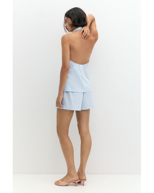 Pull&Bear Gestreepte Pyjamalook Short in het Blue