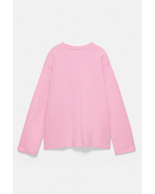 Pull&Bear Pink Oversize Long Sleeve T-Shirt