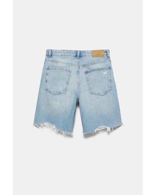 Pull&Bear Straight Fit Denim Short in het Blue voor heren