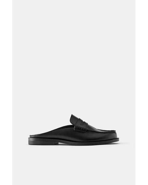 Pull&Bear Black Slingback Loafers for men